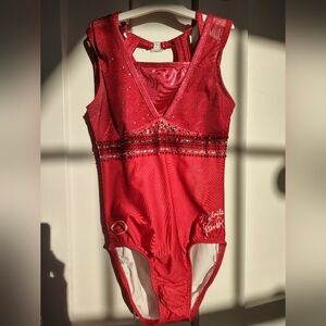 Gymnastics leotard Ozone Mykayla Skinner red sparkly AXS/AS adult small